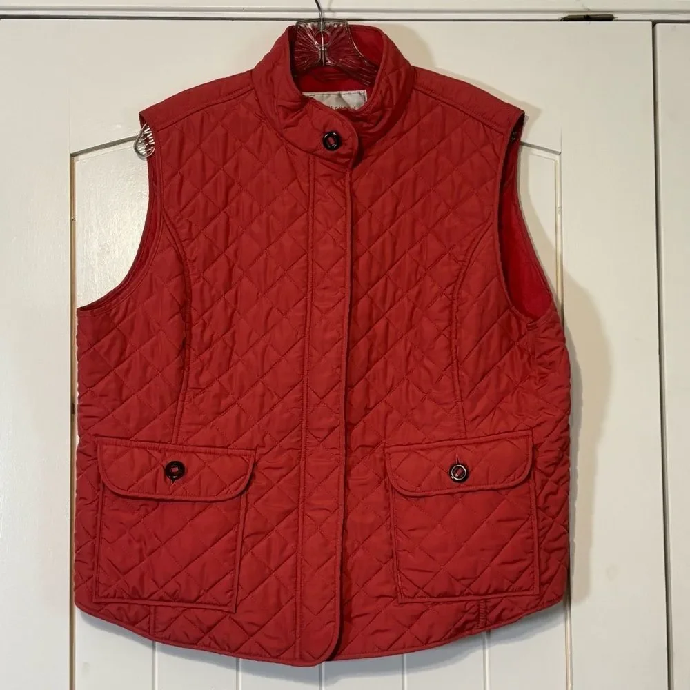 Van Heusen Zip Front Quilted Vest Coral Rose Size XL